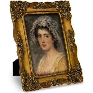 4x6 Picture Frame Gold Vintage Victorian Picture Frames Ornate Antique Baroque for Wall or Tabletop Small Bronze with Glass Front
