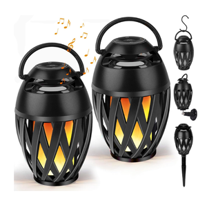 Outdoor Bluetooth Speaker Gifts for Men,Him with LED Flame Effect,Unique Gifts for Men Him Dad，IPX5 Waterproof Portable Tiki Torch Atmosphere Decoration for Party|Patio|Garden with Stake&Hook&Pole, 4 pack