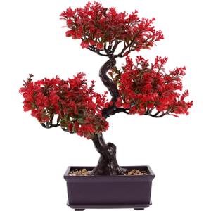 Cabilock Artificial Bonsai Tree Decor, Small Fake Plants Indoor for Home Office Desk, Faux Potted Plant Zen Japanese Trees for Men Living Room Shelf Decorations