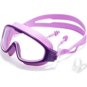 seasprint Swim Goggle Kids,Leak-Proof,Anti-Fog Pool Glasses,Wide View Swimming Goggles for 3-14,With Ear Plugs and Nose Clip(Purple)