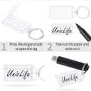 Uniclife 2 Inch Tough Plastic Key Tags White Item Identifiers with Blank Paper Labels Transparent Covers and Split Rings