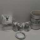 Creative Scents Crackled Glass Silver Bathroom Accessories Set Complete - Set of 6 Bathroom Accessory Set Includes: Trash Can, Tissue Box Cover, Soap Dispenser, Toothbrush Holder, Soap Dish & Tumbler