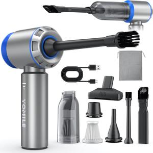 Electric air Duster - 2 in 1 210000RPM Brushless Air Duster & 21000PA Car Vacuum 9000mAh Battery Air Blower Wireless Handheld Vacuum for Car, Office and Home (Blue, 210000RPM)