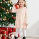 Toddler Baby Girls' Long Sleeve Dresses Ruffle Ribbed Knit Sweater Dress Fall Winter Clothes Outfits 6M-5T (18-24 Months, Pink Apricot)