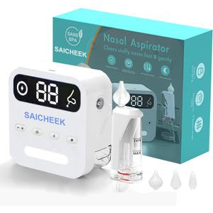 Electric Nasal Aspirator with Storage Box, 70Kpa Electric Nose Suction Nose Sucker for Baby,3 Silicone Tips,9 Suction Levels,Light Function,Anti-Reflux Design,BC-026