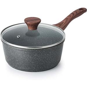 SENSARTE Saucepan Nonstick with Lid 1.5 Quarts Granite Coating Sauce Pot Small Kitchen Cooking Pot, Induction Comptable, Free of Intentionally Added PFOA