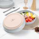 LIANYU Pasta Salad Bowls Set, 33oz Large Round Serving Bowls Set of 2, Stoneware Plates for Pasta, Noodle, Fruit, Oven and Dishwasher Safe, Scratch Resistant, Glacier Gray