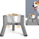 SHAINFUN Raised Dog Bowl Stand, Adjustable Width 5.9-8.7'', Eelevated Dog Food Water Bowls, 7.8'' Tall, Grey-Bowl Not Included
