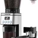 AMZCHEF Conical Burr Coffee Grinder, Coffee Grinder with LED Control Panel, Coffee Bean Grinder for Home, for gift, 30 Grind Settings,Silver