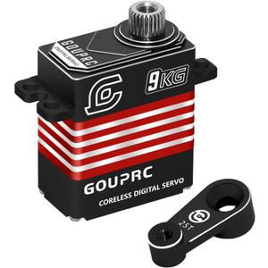 GOUPRC 9KG Metal Coreless Digital Servo with 25T RC Horn for TRX4M 1/18 RC Crawler Car Upgrades (Red)