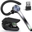 Bluetooth Headset, Wireless Earpiece with Upgrade Noise Canceling Mic,500mAh Charging Case Support 72H Talking Time,Hand-Free Headphones with Mute Button for Computer Cell Phones Trucker Work (Black)