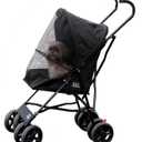 Pet Gear Travel Lite Plus Stroller, Compact, Easy Fold, No Assembly Required, Large Wheels for Cats and Dogs up to 15 pounds, Midnight Black