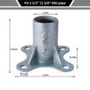 Chain Link Fence Post 2 1/2" Floor Flange, Pipe Flange Galvanized Fence Post (1)