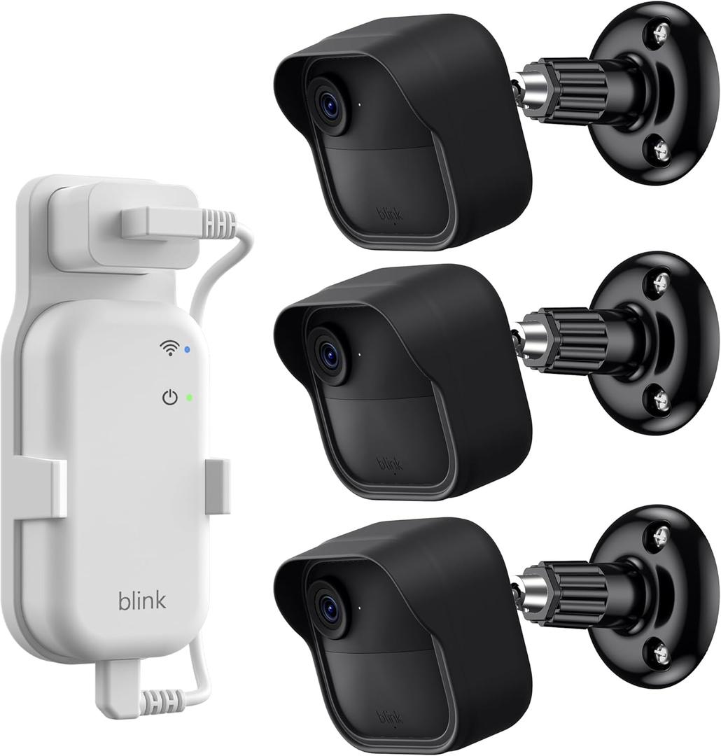 Camera Mount for Blink Outdoor 4/2K+, 3Pack 360 Adjustable with Blink Outdoor Camera Mount, Weatherproof Silicone Case, Sync Module Wall Mount Holder Accessories (Camera Not Included)