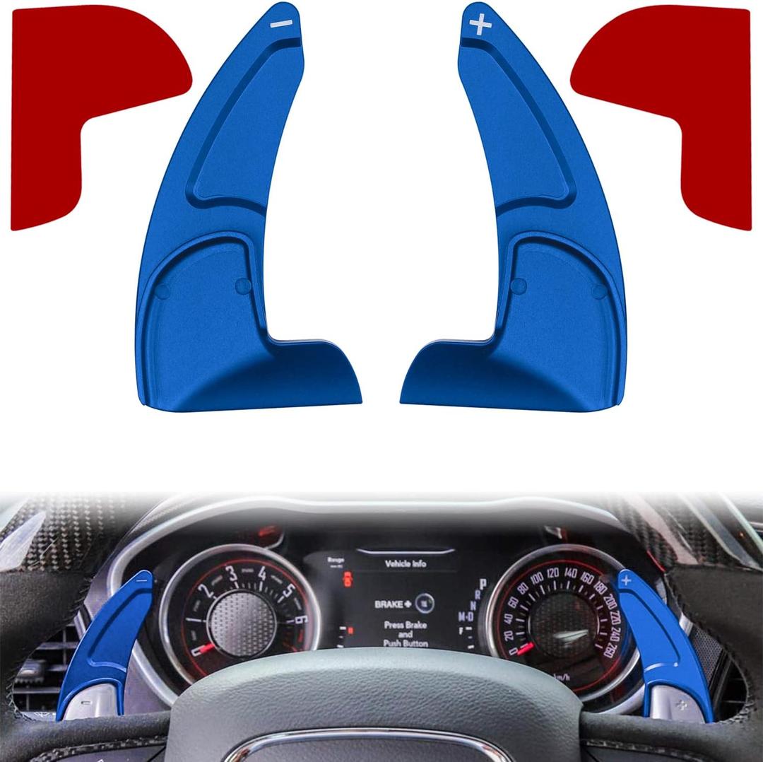 Steering Wheel Shift Paddle Extended Shifter Trim Cover for Dodge Challenger Charger Durango RT & Scat Pack 2015-2024, for Jeep Grand Cherokee 2014-2021 Interior Decoration Accessories (Blue 2PCS)