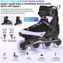 Inline Skate Women Men - COSMOID Move Professional Roller Skates Blades Adult Male Female, Indoor Outdoor and Fitness Black&Purple, Size Men 8/Women 9