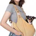 Dog Sling Carriers for Small Dogs, Carrier Sling for Cats and Puppy, Carrying Wrap Front Backpack Cat Sling, Adjustable Chest Pet Sling (Khaki)