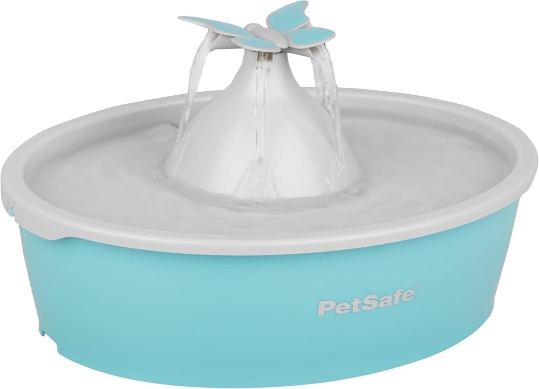 PetSafe Butterfly Cat Water Fountain with Pump & Filters - Cute Water Dispenser with 50 oz Capacity - Pump & Filters Keep Water Clean & Fresh - Filter Contains 2X More Carbon Than Other Brands
