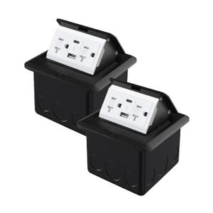 Pop Up Floor Outlet with Stainless Steel Cover 20amp TR Outlet and USB Chargers Receptacle Box (Black, Type-C 2 Pack)
