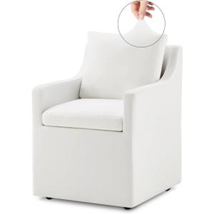 Upholstered Dining Chair Cover Replacement Machine Washable Cream,Only Cover