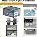 7 code Thicken & Sturdy Clear Shoe Storage Organizer with Magnetic Door, Stackable Boxes for Closet, Foldable Shoe Rack for Sneaker Boot Container, Plastic Shoe Cabinet Shoe Box 6 Pack, Black
