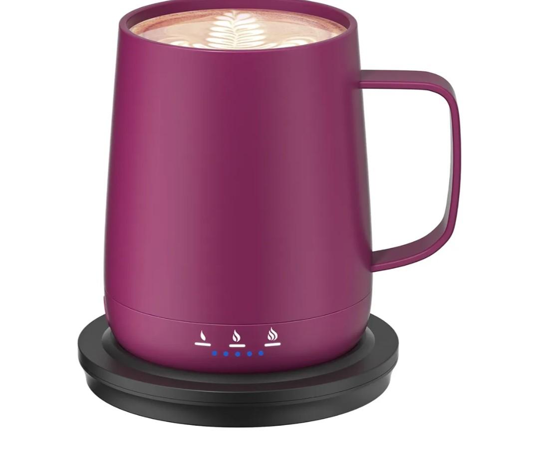 Smart Self Heating Coffee Mug,14oz Temperature Control Coffee Mug,Hot up to 150°F,Rechargeable Heated Coffee Mug,Up to 6H Battery Life,Coffee Cup Warmer,Great Gift for Coffee Lovers,Dad,Mom (Rose Red)