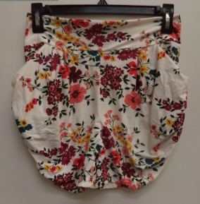 Conceited Women White Floral Soft High Waisted Wide Band Short L/XL X002GUVVXE7 S/M