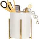Pencil Holders & Pen Holders Gold Desk Accessories for Women Strong Metal and Ceramic Pen cup(High5.5'' x wide3.8'')