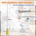 WH16X26912 WH16X26913 Suspension Rod, Washing Machine Suspension Rod (4PCS), for GE GTW750CPL1DG GTW750CSL1WS GTW755CPM0DG GTW755CPM1DG GTW755CSM0WS GTW755CSM1WS GTW750CSL0DG