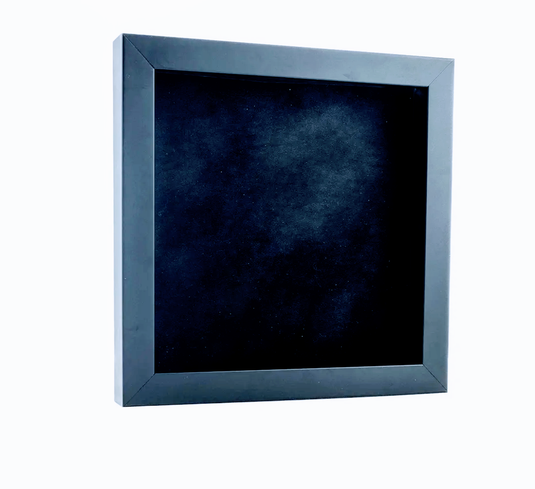 20x20 Shadow Box Frame Black Wood | with a 3/4" Usable Display Depth | Includes a Black Real Suede Texture Acid-Free Backing Board, UV Resistant Acrylic, and Hanging Hardware