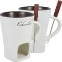 Garneck 2 Sets Chocolate Fondue Mugs: Ceramic Personal Melting Pot for Hot Chocolate Cheese Caramel Butter Porcelain Multifunctional Fondue Crucible Ideal Birthday & Wedding Gift for Family Friends