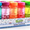 Big Bubble Bottle 12 Pack - 4oz Blow Bubbles Solution Novelty Summer Toy - Activity Party Favor Assorted Colors Set