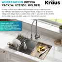Kraus Workstation Kitchen Sink Dish Drying Rack Drainer and Utensil Holder, 17" L x 9" W, Stainless Steel, KDR-3