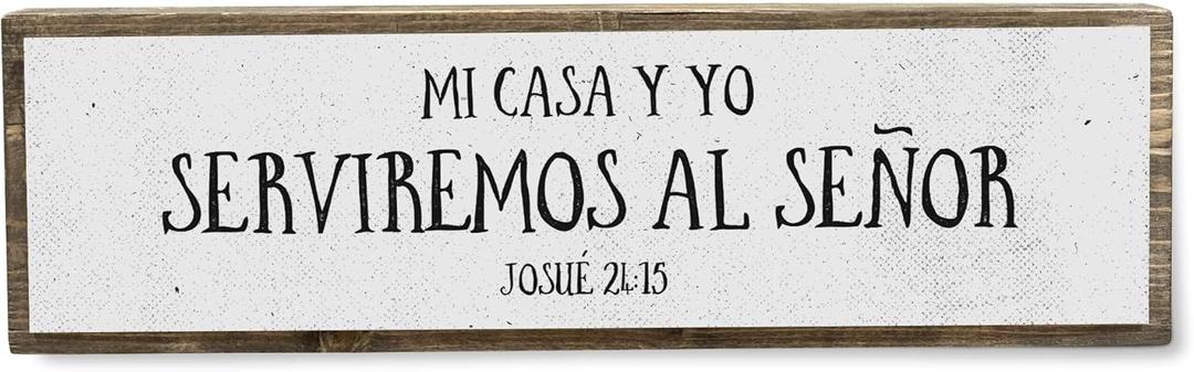 Mi Casa Y Yo Serviremos Al Senor  Spanish Bible Verse  mensajes cristianos para decorar - Metal and Wood Sign (Light)