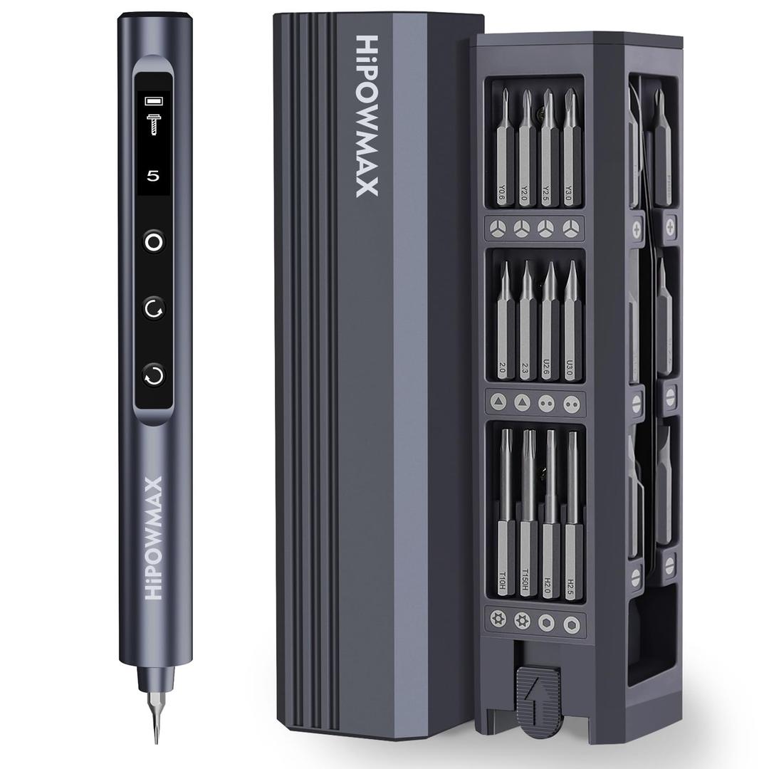 Mini Electric Screwdriver Set, 49-in-1 Electric Precision Screwdriver Cordless, 5 Torque Settings, LED Lights, Pry Bar, Tweezer, Repair Tool Kit for Computer PC Phone Camera Watch