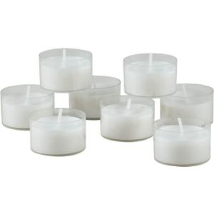 Stonebriar 48 Count White Unscented Smokeless Long Burning Clear Cup Tea Light Candles with 6 to 7 Hour Burn Time
