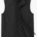 ASPO Men's Windproof Warm Golf Vest Outerwear with 6 Pockets Waterproof Winter Softshell Sleeveless Puffer Jacket for Hiking (M)