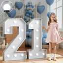 Marquee Numbers 3 Feet Tall Big Light Up Numbers 21st Birthday Decorations Women Men White Anniversary Party Decor Large Cardboard Prop Backdrop Sign 21