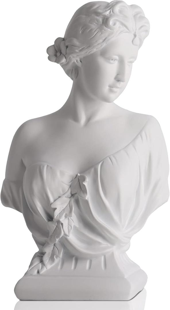 WUBIANJIE 12" Artemis Bust Large Greek Goddess Statue Office Bookshelf Home Dressing Resin Goddess Statue Young Venus Plaster Portrait Lovers Collectibles