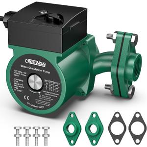 CRESTWAVE Hot Water Recirculating Pump 110V, 130W 13GPM Circulation Pump, 3-Speed Recirculating Pump for Water HeaterInstant Hot Water | 230F for Solar, Boiler | Easy DIY w/ 3/4" FNPT Flanges & Kit (Green)