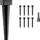 LADECH 4x4 Fence Post Anchor 24' Black Powder Coated Metal Ground Spike Mailbox Post Anchors