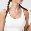 Racerback Sports Bras for Women High Support Adjustable Straps Molded Cup Workout Fitness Running Gym Bra (White, L)