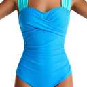 Womens One Piece Swimsuits Tummy Control Bathing Suits Modest Full Coverage Swimsuit Wide Straps Swimwear (XL)
