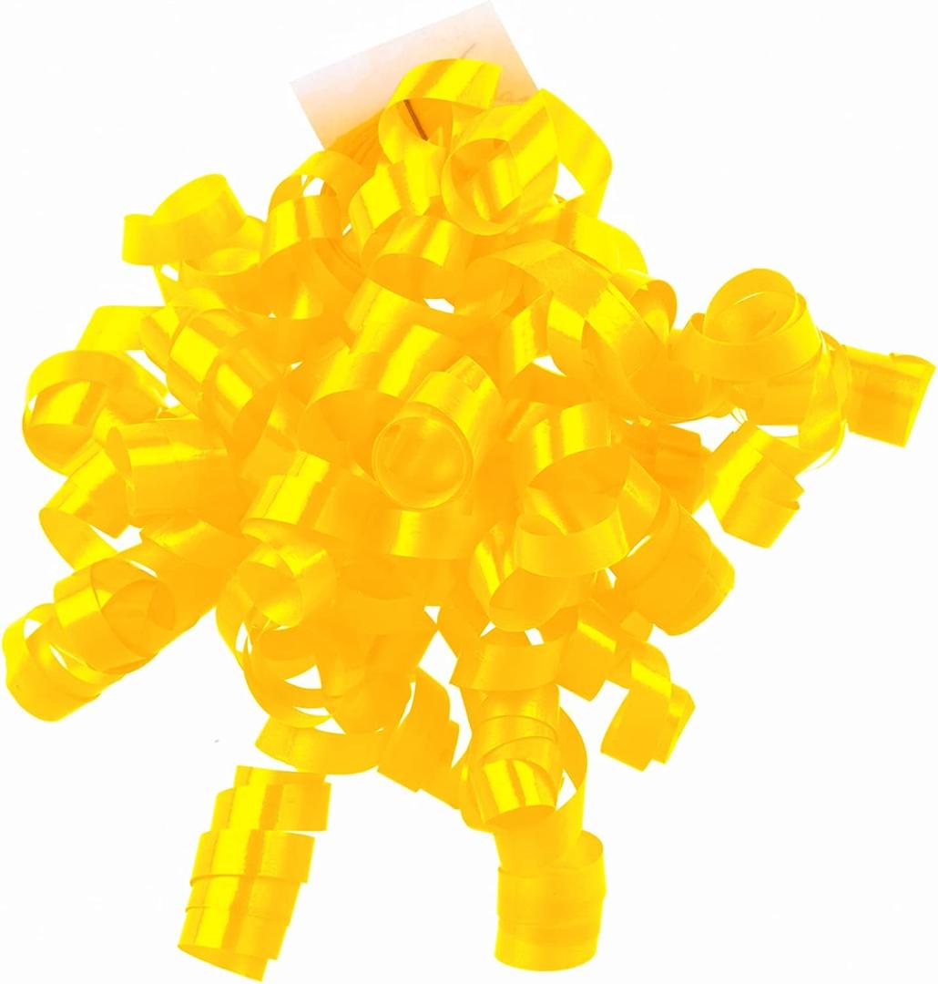 WRAPAHOLIC 12-Count Yellow Self-Adhesive Curly Bows Gift Wrap Accessory - Perfect for Christmas, Birthday, Holiday, Party Favors Decorations