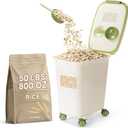 LivLab Mker Rice Dispenser - 40-50Lbs Airtight food storage container with lids,cereal flour storage Container,With Measuring spoon and wheels, large flour bin rice organizer (19.9L)