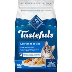 Blue Buffalo Blue Tastefuls Natural Adult Indoor Cat Chicken & Brown Rice Recipe Food for Cats 10 lb (EXP 02/04/27)