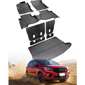 Custom Fit Floor Mats & Cargo Liner & Rear Seat Back Protectors for Ford Escape 2013-2019, All-Weather Rubber Mats, Full Interior Protection for SUV, Durable & Easy to Clean