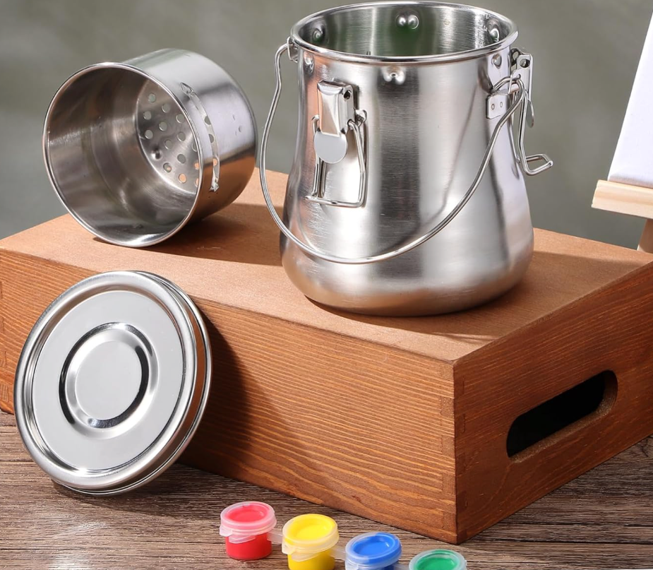 Oil Paint Brush Washer, Artist Brush Washer, Portable Stainless Steel Leak-Proof Paint Brush Washer with Lid and Filter Screen for Oil Painting
