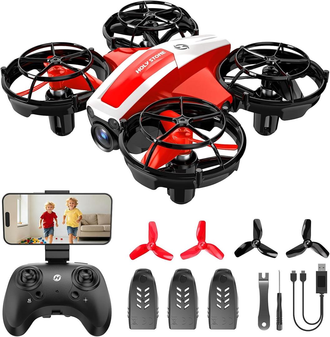 Holy Stone Mini FPV Drone with 1080P HD Camera for Kids & Beginners, RC Nano Quadcopter with Optical Flow Hover, Gesture Control, 3D Flips, 3 Batteries, Great Gift Toy for Boys and Girls, HS210Pro Red
