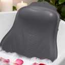 Bath Pillow for Tub, Adjustable Silicone Bathtub Pillows for Head and Neck, 0"2.3" Neck Support, 34 Suction Cups, Easy to Clean, No Machine Wash Needed (Dark Gray)